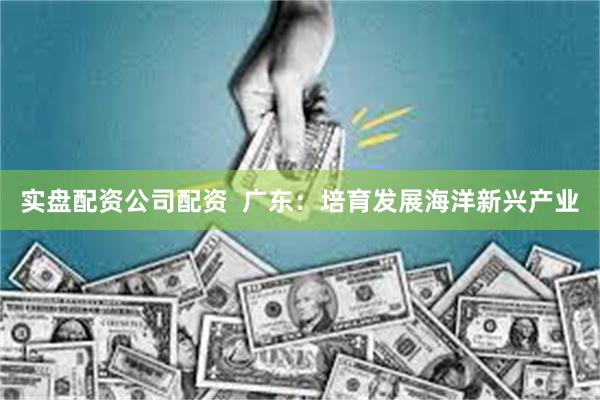 实盘配资公司配资  广东：培育发展海洋新兴产业