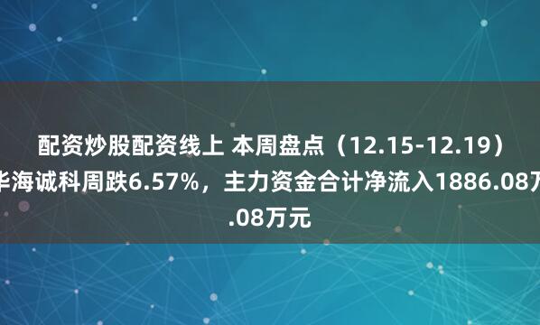 配资炒股配资线上 本周盘点（12.15-12.19）：华海诚科周跌6.57%，主力资金合计净流入1886.08万元